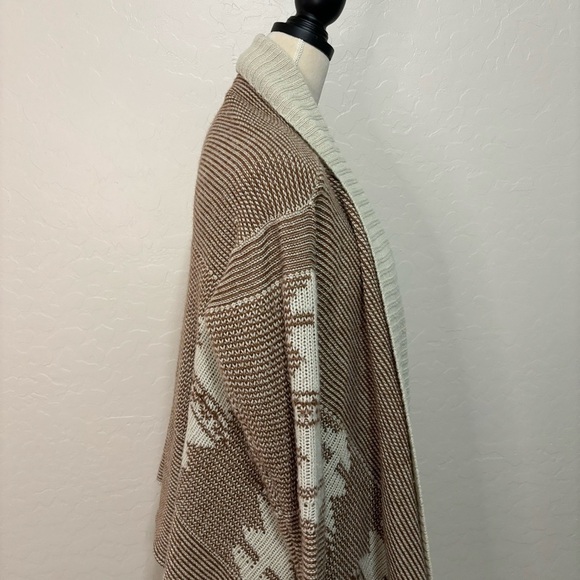 BB Dakota Sioux Tan and Brown Cozy Knit Open Front Cardigan Sweater Size M - Picture 7 of 9